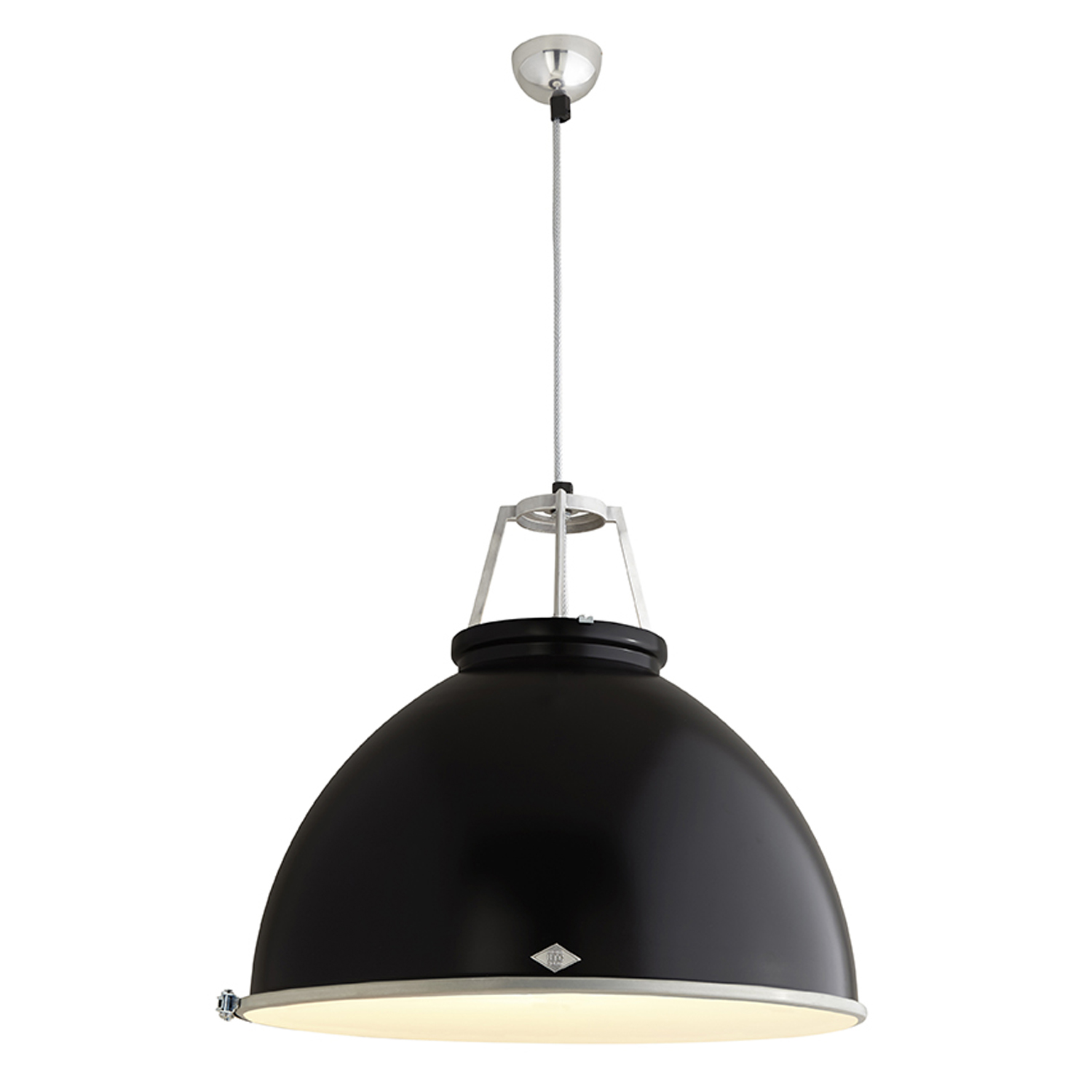 Titan Size 5 Pendant Light, Black with Etched Glass